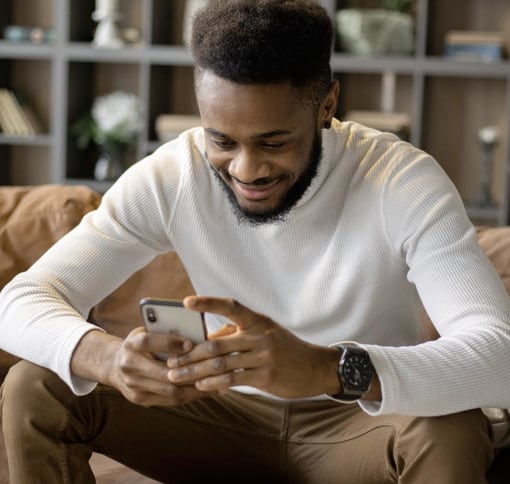 Man texting on his mobile phone